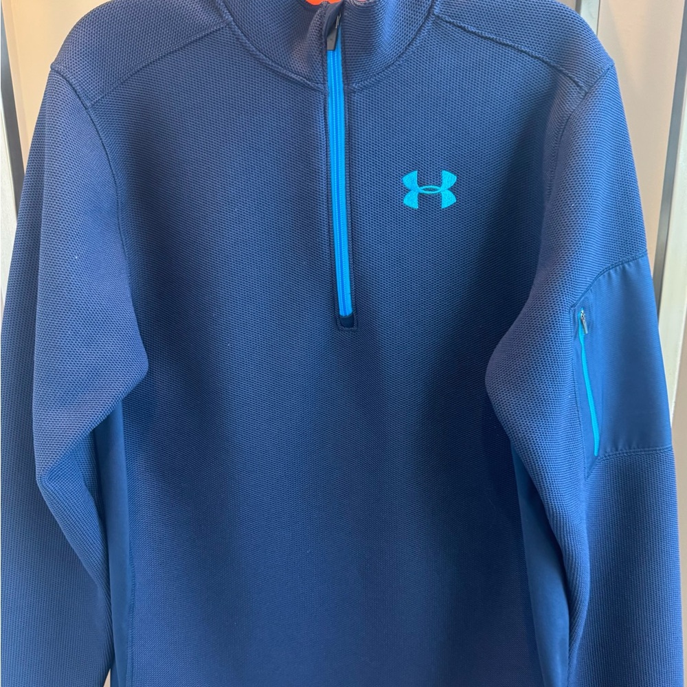 Under Armour Men’s Navy Quarter-Zip Sweater with Bright Blue Accents